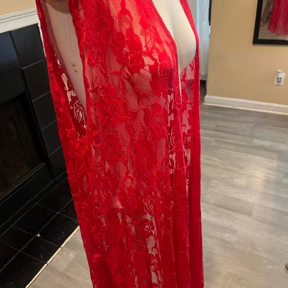 Red lace Lularoe cover up with floral pattern Sexy Grunge - Picture 2 of 6